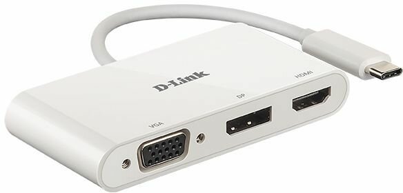 DUB-V310 Video adapter : USB-C naar DisplayPort, HDMI en VGA (11 cm, 4K support)