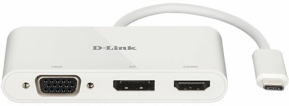 DUB-V310 Video adapter : USB-C naar DisplayPort, HDMI en VGA (11 cm, 4K support)