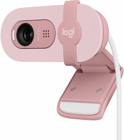 Brio 100 webcam (kleur, 2 Mpix, 1920 x 1080, 720p, 1080p, audio, USB, roze)