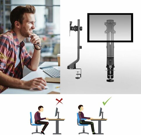 Monitor desk mount stand (1 scherm, in hoogte verstelbaar)