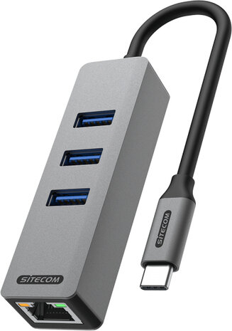 USB-C naat Ethernet + 3 x USB-Hub