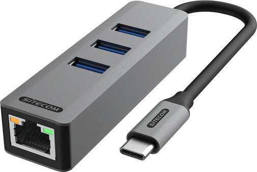 USB-C naat Ethernet + 3 x USB-Hub