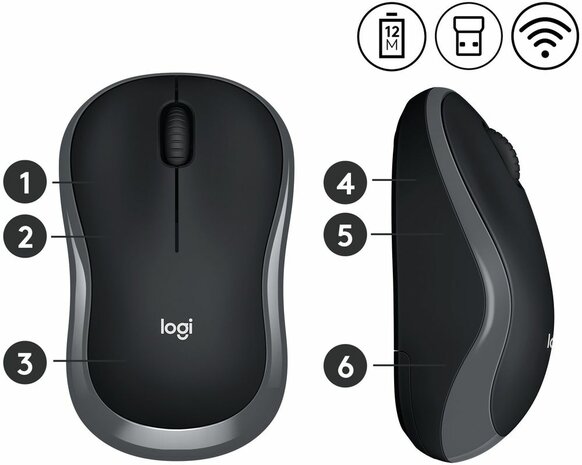 M185 Wireless Mouse (grijs)