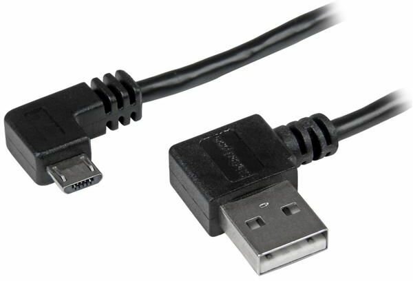 USB 2.0 kabel : A M naar micro-USB B M (rechtse hoek, 1 meter, zwart)