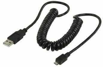 USB 2.0 kabel : A M naar micro B M (2 meter spiraalkabel)