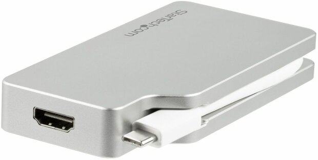 Aluminium Travel A/V Adapter : 4-in-1 (USB-C naar VGA, DVI, HDMI of MDP, 4K)