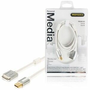 High Performance USB Sync &amp; Charge dock connector (iPad 3 en iPhone 4, 2 meter, wit)