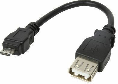 USB 2.0 F naar micro B M kabel (10 cm, zwart)