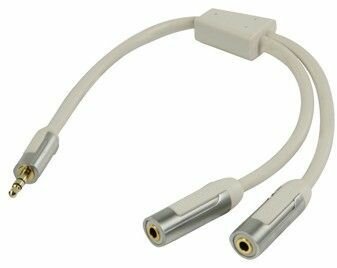 PROM3200 High Performance Headphone Splitter : 3,5 mm M naar 2 x 3,5 mm F (wit, 20 cm)