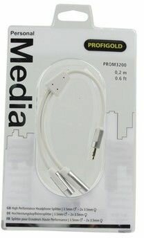 PROM3200 High Performance Headphone Splitter : 3,5 mm M naar 2 x 3,5 mm F (wit, 20 cm)