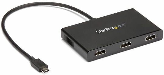 USB C naar HDMI Multi-Monitor Adapter (3-poort MST Hub, 3 x HDMI, zwart)