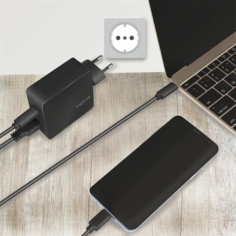 PA0213 Charger 65 Watt (1 x USB-C + 1 x USB-A)