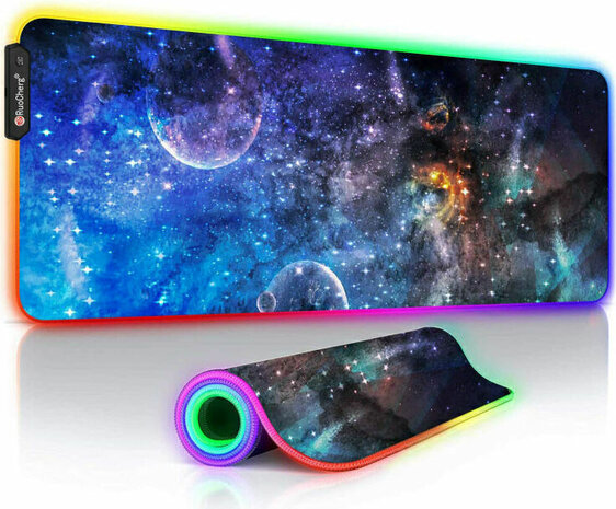 LED Light Mousepad (planeten, 14 kleuren, 80 x 30 cm)