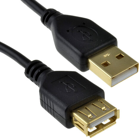 USB 2.0 Verlengkabel M/F (0,3 meter, zwart)