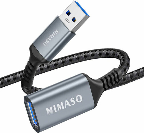 USB 3.0 verlengkabel M/F (2 m, zwart/grijs)