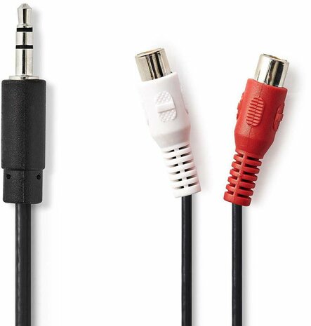 Stereo Audio Cable : 3,5 mm M naar 2 x RCA F (20 cm)