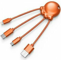 Octopus Multikabel All-in-One (Lightning, USB-C, micro-USB en USB, oranje)