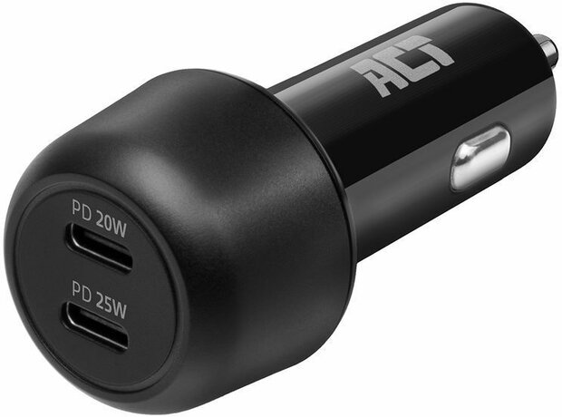 AC2200 USB-C PD Car Charger (45 Watt, Fast Charger, 2 poorten)