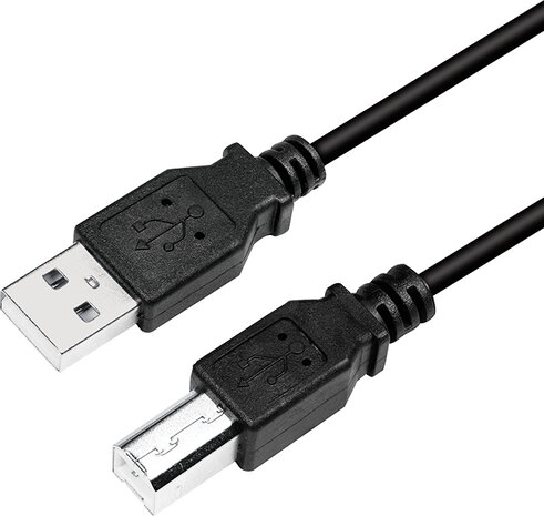 USB 2.0 kabel : A M naar B M (5 meter, zwart)