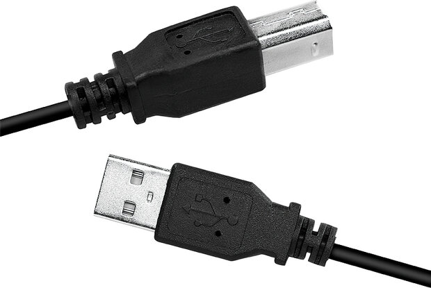 USB 2.0 kabel : A M naar B M (5 meter, zwart)