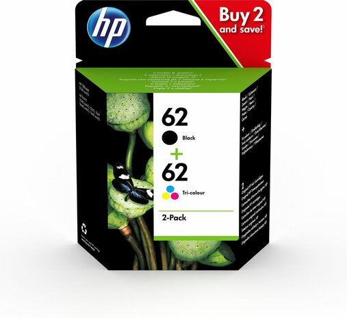 Inkjetcartridge nr. 62 (combo 2-pack, zwart + kleur)