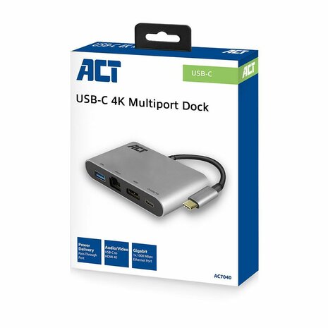 AC7040 USB-C 4K Multiport Dock (USB-C, HDMI, Ethernet, USB-A, power delivery)