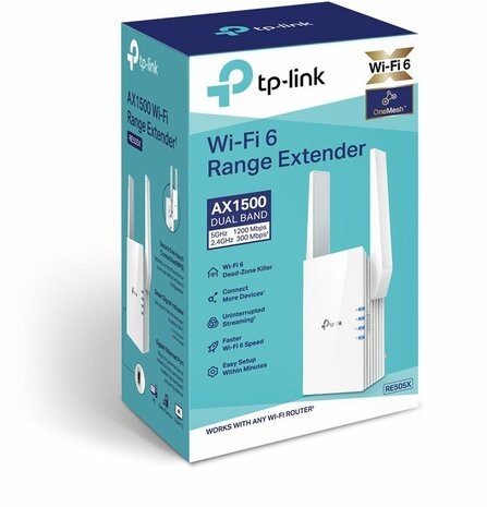 RE505X Wi-Fi 6 Range Extender AX1500 (GBLAN, 802.11ax, Wi-Fi, dual-band)