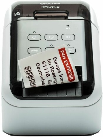 QL-810Wc Label printer (direct thermal, rol 6,2 cm, 300 x 600 dpi, 110 labels/min, USB 2.0, Wi-Fi, cutter, wit, glossy zwart)