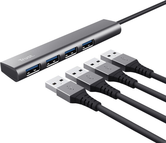 Halyx USB-C naar 4-poorts USB-A 3.2 Gen1-hub (aluminium, 4 USB-A-poorten, vanaf USB-C)