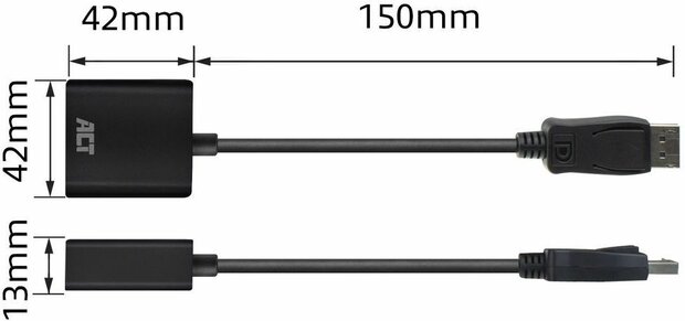 Adapterkabel : DisplayPort M naar HD-15 VGA F (15 cm, 1080p support 60 Hz, zwart)