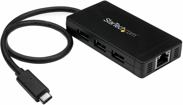 3-Poort USB 3.0 Hub (met USB-C en Gigabit Ethernet, incl. stroomadapter)