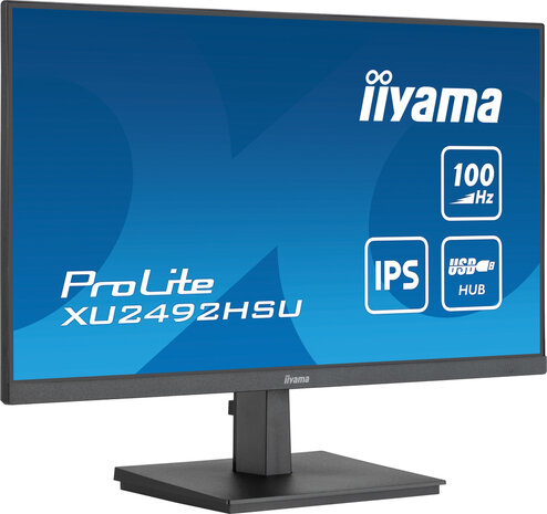 ProLite XU2492HSU-B6 LED 24&quot;, 1920 x 1080 Full HD, 100 Hz, IPS, 1300:1, 0,4 ms, HDMI, DisplayPort, speakers, mat zwart