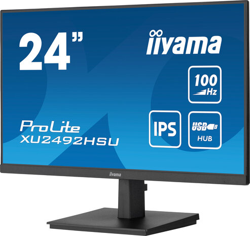 ProLite XU2492HSU-B6 LED 24&quot;, 1920 x 1080 Full HD, 100 Hz, IPS, 1300:1, 0,4 ms, HDMI, DisplayPort, speakers, mat zwart