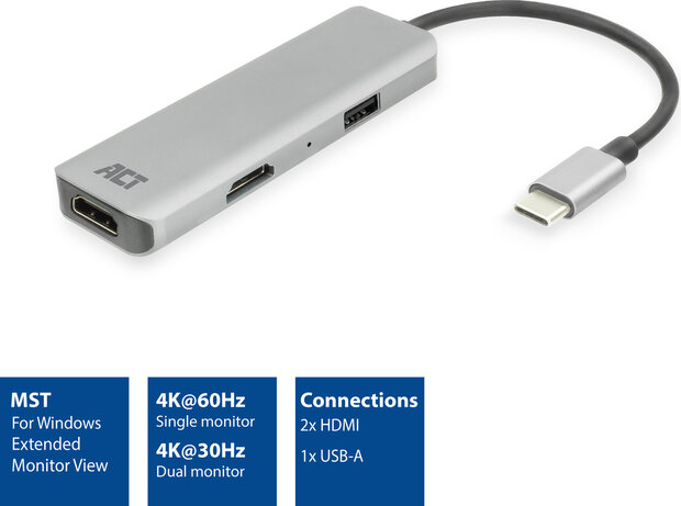 Docking station : USB-C 3.2 Gen 1 naar 2 x HDMI