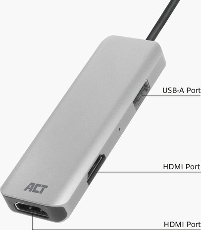 Docking station : USB-C 3.2 Gen 1 naar 2 x HDMI