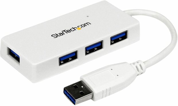 Portable 4-poort SuperSpeed Mini USB 3.0 Hub (wit)