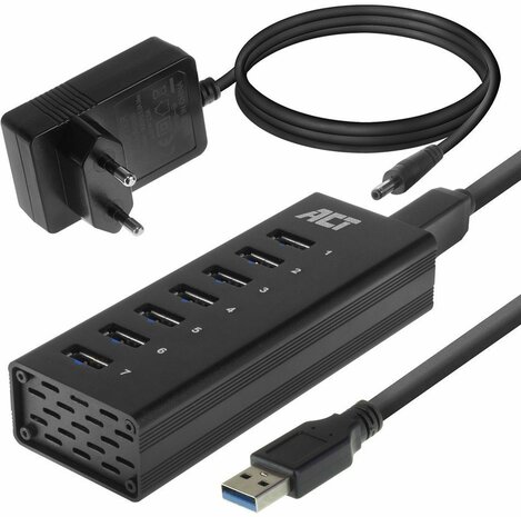 USB-Hub 7 poorten (incl. voeding 20 Watt, 7 x USB 3.2 Gen 1)