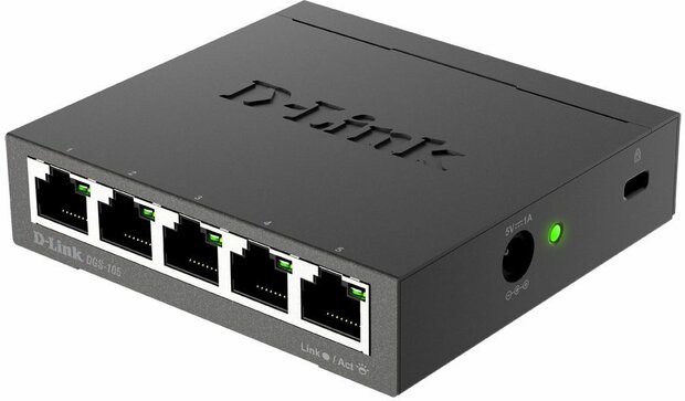 DGS-105/E 5 poorten Gigabit Metal Housing Desktop Switch