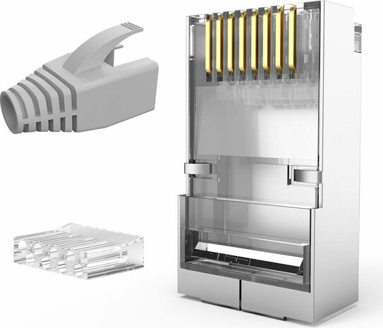 FTP-Ethernetstekker  RJ45 Cat6 (afgeschermd met load barboots, verguld 8P8C-uiteinden, krimp-modulaire stekker met kabelhulpstuk, 10-pack)