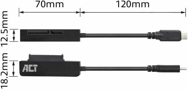 Storage controller : USB-C naar 2,5&quot; SATA (USB 3.2 Gen 1, zwart)