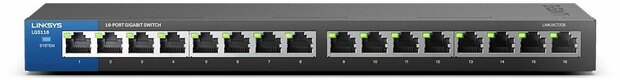 LGS116 Switch (unmanaged, 16 x 10/100/1000 poorten, desktop, wall-mountable)