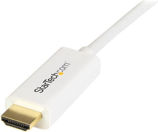 Mini DisplayPort M naar HDMI M converterkabel (2 meter, wit, 4K)