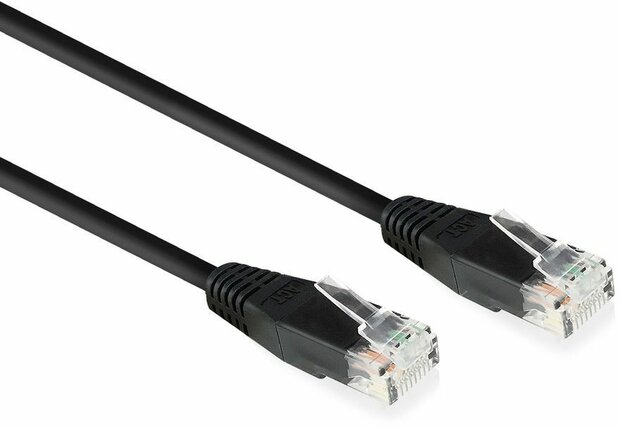 Patchkabel RJ-45 M/M (15 m, UTP, Cat 6, molded, zwart)