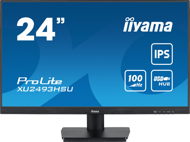 ProLite XU2493HSU-B6 LED 24&quot;, 1920 x 1080 Full HD, 100 Hz, IPS, 1000:1, 1 ms, HDMI, DisplayPort, speakers, mat zwart