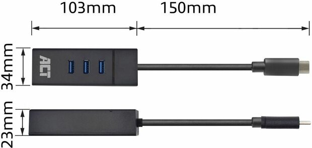 AC6400 Network adapter : USB-C 3.2 Gen 1 naar Gigabit Ethernet (zwart)