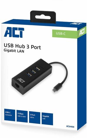 AC6400 Network adapter : USB-C 3.2 Gen 1 naar Gigabit Ethernet (zwart)