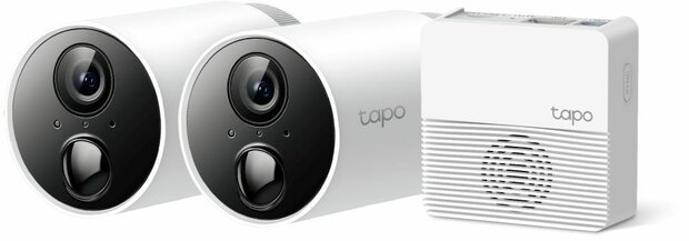 C400S2 V1 : 2 x Tapo C400 Cameras + Tapo H200 Hub network surveillance camera (outdoor, indoor, water resistant, dag/nacht, 1920 x 1080, audio, Wi-Fi, H.264)