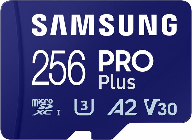 PRO Plus MB-MD256SA Flash memory 256 GB (A2, video class V30, UHS-I U3, microSDXC UHS-I, blauw)