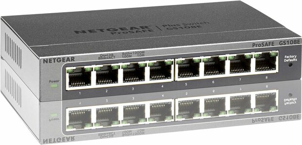 ProSafe Plus GS108Ev3 Switch (8 poorten, 10/100/1000, desktop, wall-mountable)