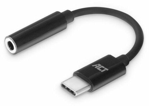 USB-C naar headphone jack adapter (stereo mini jack F naar USB-C M, 11 cm, zwart)